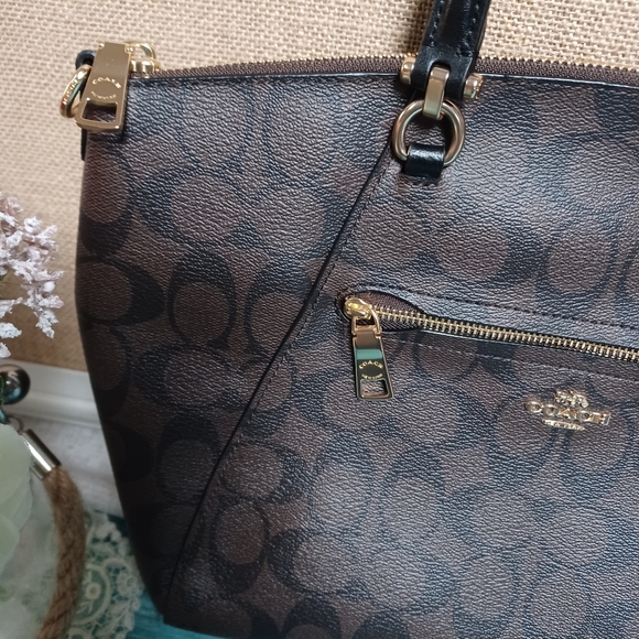 New Coach Prairie Satchel In Signature Canvas Brown/Black Style B2157- F79998 - Picture 3 of 16